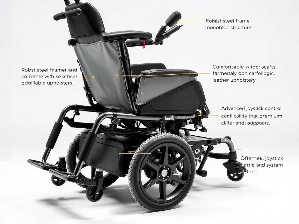 Cadeira de rodas motorizada Freedom Millenium C com destaque para sua estrutura robusta Cadeira de rodas motorizada Freedom Millenium C com destaque para sua estrutura robusta