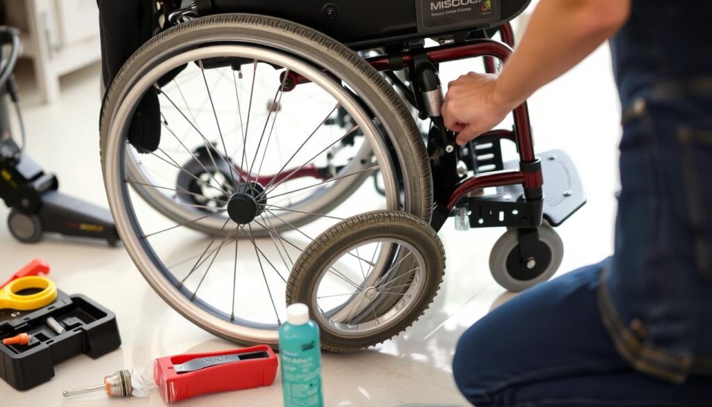 Manutenção de uma cadeira de rodas motorizada com destaque para limpeza e verificação da bateria Manutenção de uma cadeira de rodas motorizada com destaque para limpeza e verificação da bateria